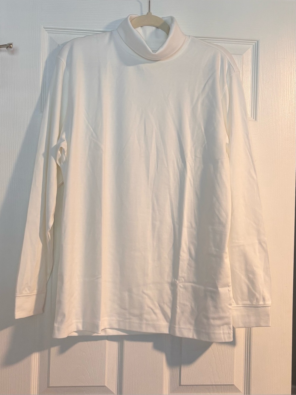 LL Bean Mens Turtleneck Long Sleeve Cotton Stretch Golf Outdoors White Medium
